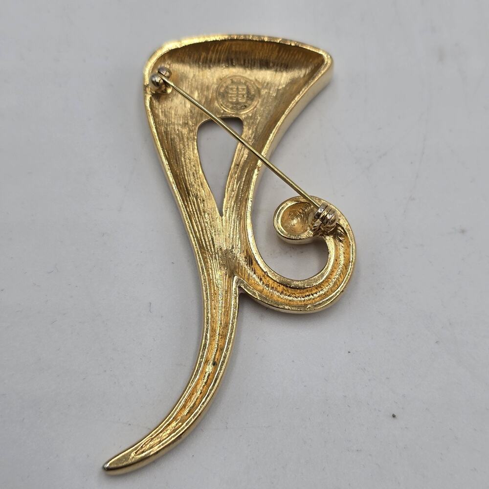 Vintage Givenchy Pi Sign Brooch Pin Gold-Tone 3" Abstract Modern Couture 80's - Picture 2 of 6